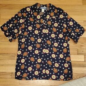 Pendleton Navy Shirt with Nautical Sail and Star Pattern Size 8 TALL